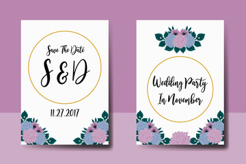 Modern Wedding invitation frame set, floral watercolor Digital hand drawn Beautiful Flower design Invitation Card Template
