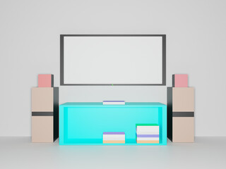 The room for watching television, 3d rendered illustration.