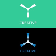 vector of letter y and its colorful inversion creative flat logo design