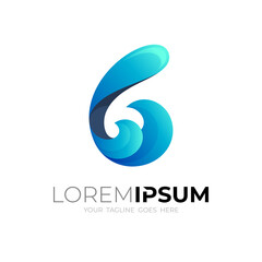 Wave logo and Letter B logo design vector, blue icons