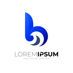 Letter B logo with simple design , blue color, beach logos