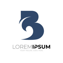 Creative letter B logo with simple icon, blue color