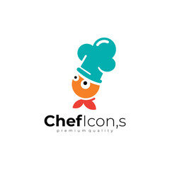 Chef logo with children design, cartoon icon