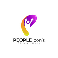 Abstract P logo with people design combination