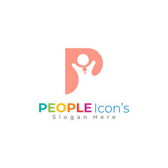 People kids logo design illustration, children icon