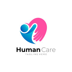 Love logo with people design charity, heart icon vector