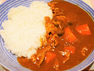 皿に盛られたカレーライス