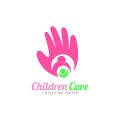 Fototapeta na wymiar Family logo with care design illustration