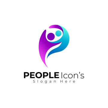 Family logo with letter P design vector, social icons