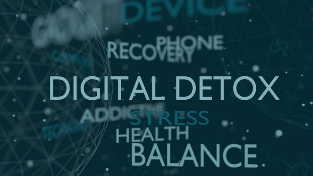 Digital detox concept animation. Addiction of devices