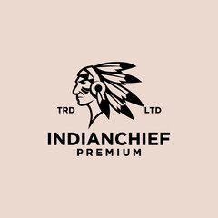 indian chief logo icon illustration Premium Vector