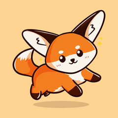 Cute cartoon smiling fox face logo. Stylized red vector illustration