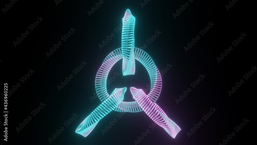 Fototapete ultra hd 4k video animation of abstract seamless loop of 3d render neon object. blue and purple neon