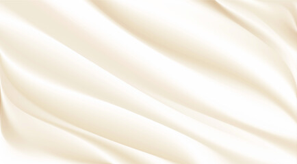 Obraz na płótnie Canvas The luxury of beige or cream fabric texture background.Closeup of rippled gold silk fabric.Abstract white cloth or liquid wave vector background.Cloth soft wave. Creases of satin, silk, and cotton.