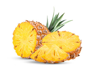  pineapple slices isolated on the white