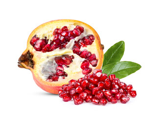 ripe pomegranate on wite background