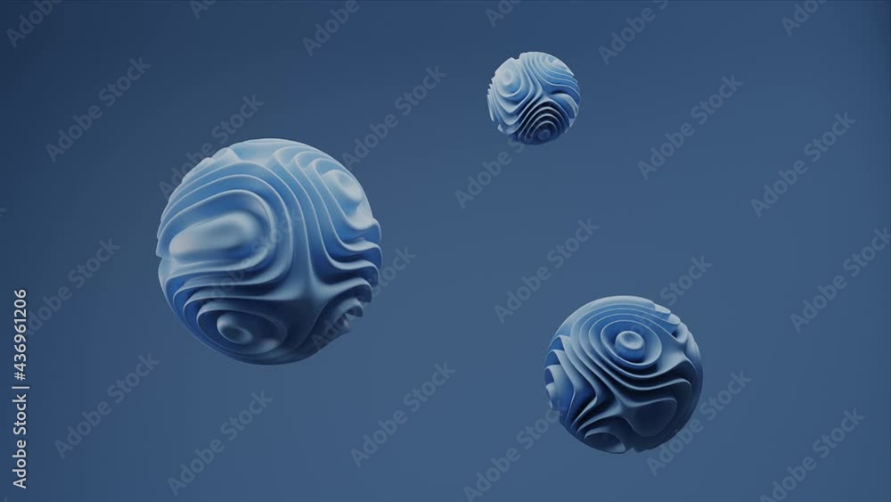 Fototapete ultra hd 4k video animation of sphere shape 3d render blue color abstract object texture or pattern 