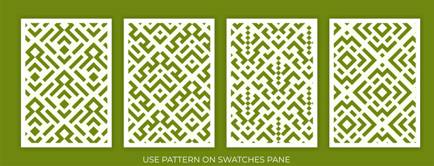 Seamless linear pattern with lines and scrolls. Monochrome abstract mosaic linear pattern. Decorative lattice. Vector rapport for swatches.
