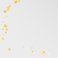 Gold Glamour Stars Vector Transparent Background.