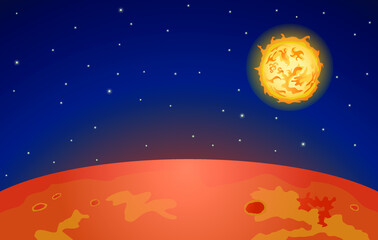 Obraz na płótnie Canvas illustration of a north part of Mars and Sun