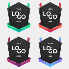 emblem template of the Cartoon Ranking Game. Medieval Shield. Shield for your emblem or logo can also be used in mobile or web games. place for logo element.