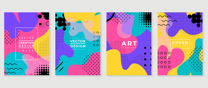 Memphis Style Cover Vector. Minimal Geometric Background Pattern For Brochure, Corporate Business, Catalog, Magazine And Flyer. Abstract Arts Wallpaper Design For Wall Art, Prints And Home Decoration.