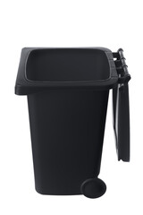 Plastic black trash can isolated on white background