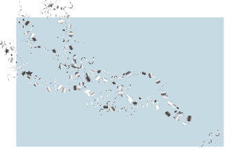 Silver Star Swirl Vector Blue Background. Party