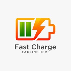 Fast charge battery logo design 