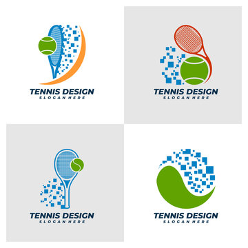 Set of Pixel Tennis logo vector template, Creative Tennis logo design concepts