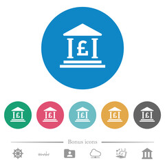 Pound bank office flat round icons