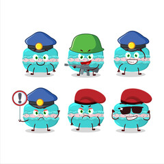 A dedicated Police officer of blueberry macaron mascot design style