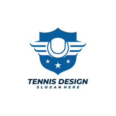 Tennis with Shield logo vector template, Creative Tennis logo design concepts