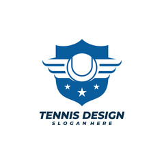 Tennis with Shield logo vector template, Creative Tennis logo design concepts
