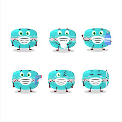 A picture of blueberry macaron cartoon design style keep staying healthy during a pandemic