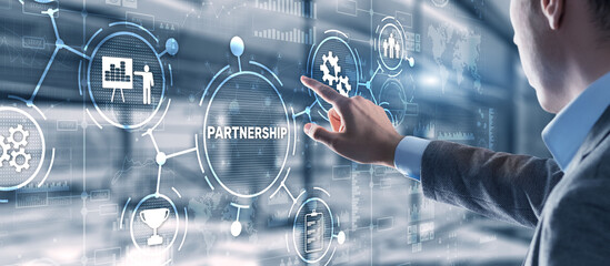 Partnership of companies. Collaboration. Business Technology Internet concept