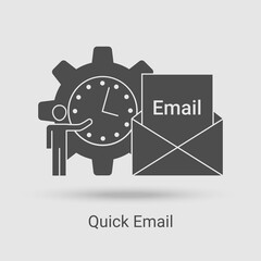 Quick Email icon.The concept of using modern technologies in messengers and mail.Vector illustration of the thin line icon.Black on a white background.Glyph silhouette.