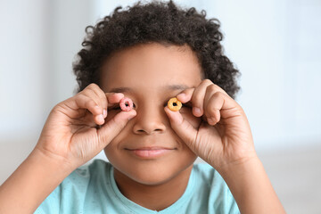 Little boy with cornflakes, closeup