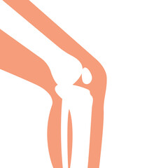 Knee-joint. Pictogram of the human knee. Silhouette of medicine icons. Bone vector flat icon. Vector illustration flat design. Isolated on white background.