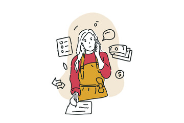 business woman call for business Hand drawn minimalist vector Illustration  for presentation, website, mobile and print.