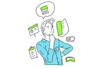 businessman think about business item Hand drawn minimalist vector Illustration  for presentation, website, mobile and print.