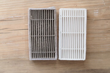 new and dirty filter for robot vacuum cleaner