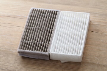 new and dirty filter for robot vacuum cleaner