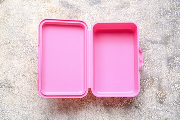 Plastic lunch box on light background