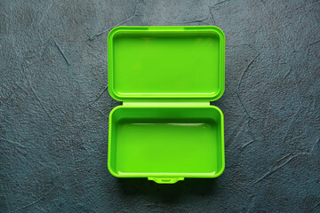 Plastic lunch box on dark background