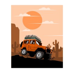 yellow jeep on the desert © yusuf