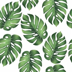 Seamless summer pattern with tropical monster leaves