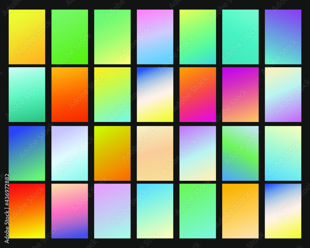 Poster set of abstract gradient banners. minimal style color background. template for wallpaper, mobile app
