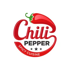 Fotobehang Chili Pepper Logo Template. Hot chili pepper design on white background. Vector illustration.  © nrsha