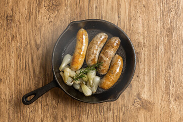 手作りソーセージ　Photo of baked fresh handmade sausage 